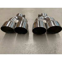 EXHAUST TIPS - SINGLE INLET 64MM - TWIN OUTLET 87MM -CHROME