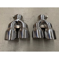 EXHAUST TIPS - SINGLE INLET 64MM - TWIN OUTLET 87MM -CHROME