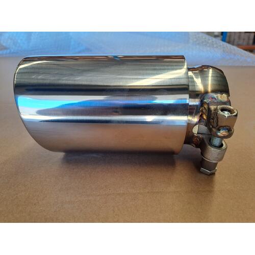 EXHAUST TIP - SINGLE INLET 64MM - SINGLE OUTLET 90MM - 160MM LONG