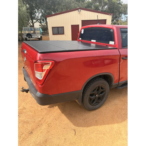 TRI FOLD HARD TONNEAU COVER FOR KGM SSANGYONG MUSSO 2018-2025 XLV LONG WHEEL BASE