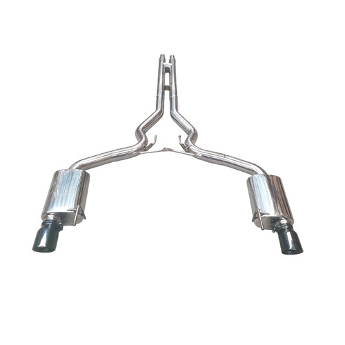 FORD MUSTANG 15-17 COUPE CAT BACK EXHAUST H PIPE BLACK CHROME TIPS
