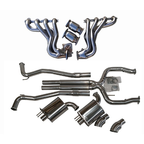 COMMODORE VE VF CAT BACK EXHAUST SEDAN / WAGON 3 INCH & DUMP TIPS + 1 3/4 HEADERS EXTRACTORS & CAT DELETES V8