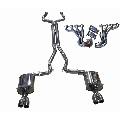 COMMODORE VE VF CAT BACK EXHAUST SEDAN / WAGON 3 INCH WITH 3.5INCH QUAD TIPS + 1 7/8 HEADERS EXTRACTORS & CATS V8