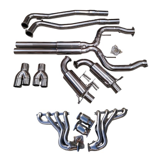 COMMODORE V8 VE VF SUPERLOUD CAT BACK EXHAUST SEDAN / WAGON 3 INCH WITH 3 INCH QUAD TIPS + 1 7/8 HEADERS EXTRACTORS & CATS V8