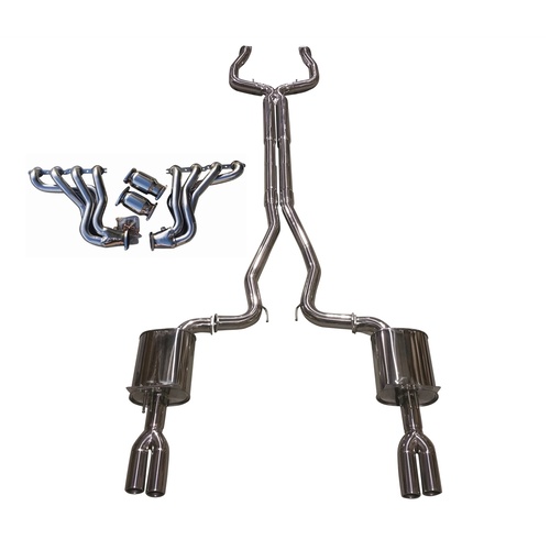 COMMODORE VE VF UTE V8 CAT BACK EXHAUST 3 INCH QUAD TIPS + 1 3/4 EXTRACTORS HEADERS & CATS STAINLESS